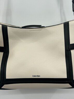 NWT Calvin Klein Aura Ivory Black Crossbody/Shoulder Bag